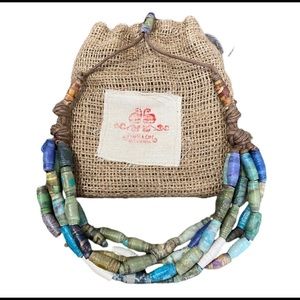Haiti Recycled Paper Necklace Handmade Adjustable Artisan